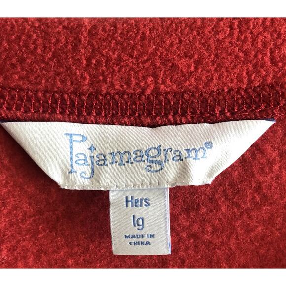 PajamaGram Plaid Reindeer Graphic Red Fleece Pajama Sweatshirt Reg Size Large - Picture 2 of 7